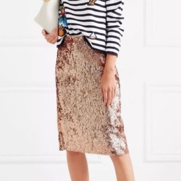 J. Crew Dresses & Skirts - J Crew Rose Gold Sequin Pencil Skirt | Size 2